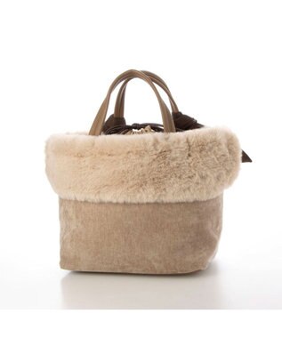 UNBILLION カシュカシュ cachecache / エコファーコンビリボントートバッグ ベージュ