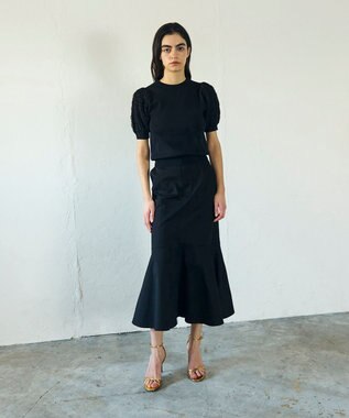 GRACE CONTINENTAL シアーハーフニットトップ ブラック