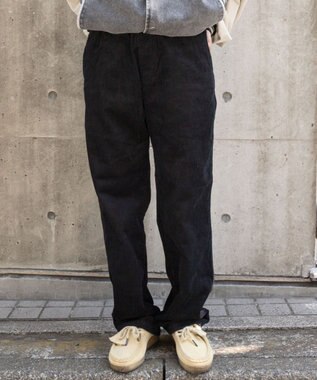 WEGO 【ユニセックス着用ITEM/ウエストゴム/SMLサイズ展開】コーデュロイイージーストレートパンツ ブラック