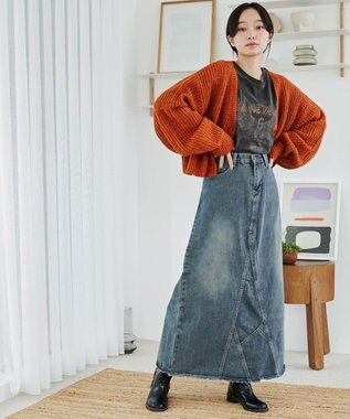 WEGO Vネックカラーカーディガン オレンジ