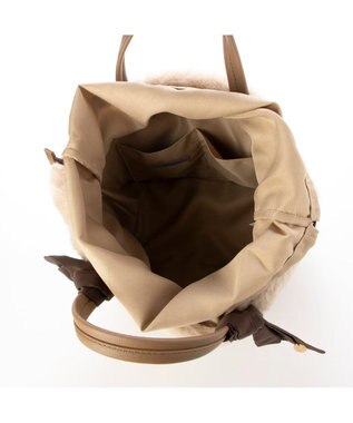 UNBILLION カシュカシュ cachecache / エコファーコンビリボントートバッグ ベージュ