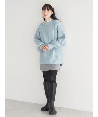 earth music&ecology フワフワＭＩＸヤーンチュニック Light Blue