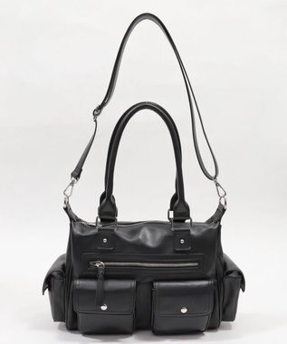 WEGO ポケットデザインボストンショルダー ブラック