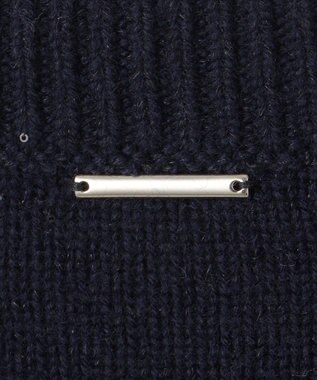 自由区 L 【洗える】ウールカシミヤブレンドラメスパンコールクルーネック ニット ネイビー×ブラック