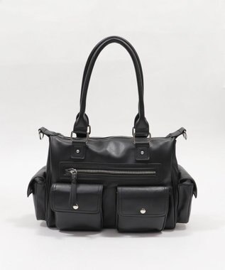 WEGO ポケットデザインボストンショルダー ブラック