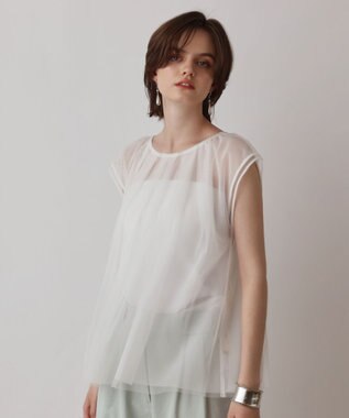 GRACE CONTINENTAL チュールタックノースリーブ ホワイト