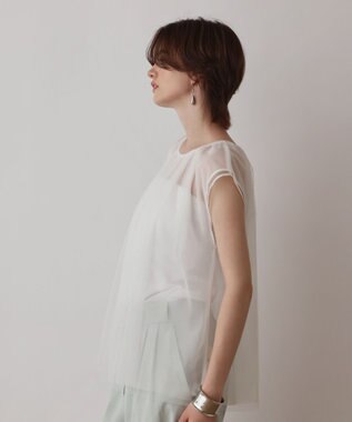 GRACE CONTINENTAL チュールタックノースリーブ ホワイト