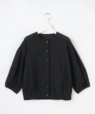 自由区 S 【羽織れる・涼やか】エアリーコットンリップボリュームスリーブ ブラウス ネイビー