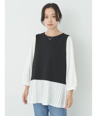 earth music&ecology プリーツドッキングプルオーバー Black