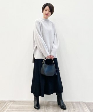 自由区 L 【洗える】ウールカシミヤ ハイネックニット (検索番号:JL27) アイボリー系