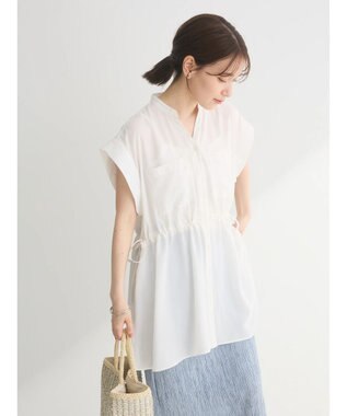 Green Parks ウエストドロストフレンチスリーブチュニック Off White