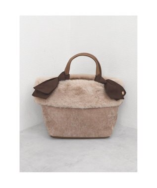 UNBILLION カシュカシュ cachecache / エコファーコンビリボントートバッグ ベージュ