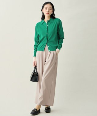 ANY L コットンブレンドポロカーデ グリーン