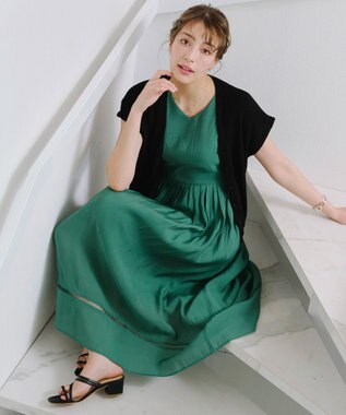 Tiaclasse 【洗える】リネンタッチカーディガン ブラック