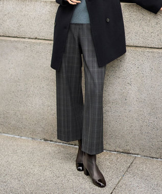 【19号サイズまで展開】TRギャバ裏起毛チェック柄ワイド パンツ