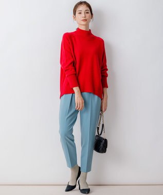 組曲 【8色展開・WEB限定】ウールカシミヤミックス ハイネック ニット ルビーレッド系