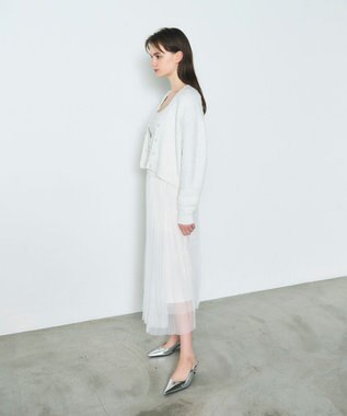 GRACE CONTINENTAL ラメツイードニットカーディガン ホワイト