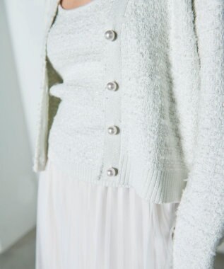 GRACE CONTINENTAL ラメツイードニットカーディガン ホワイト