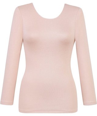 Wing あったかインナー 綿混素材 裏起毛(肌側) よく伸びる素材 ストレッチ性 保温性 【ラクのびサーモ】 ネックせまめ 8分袖 長袖 秋 冬 EL6912 ウイング／ワコール シェルピンク