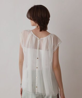 GRACE CONTINENTAL チュールタックノースリーブ ホワイト