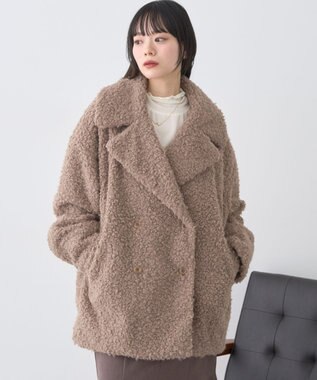 earth music&ecology ループファーコート Gray Beige
