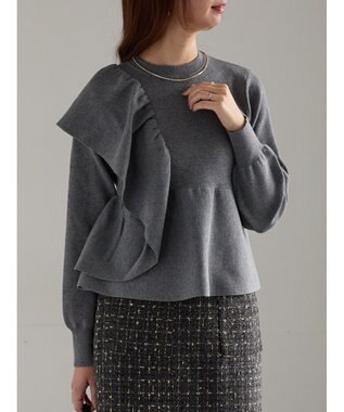 Te chichi アシンメトリーフリルニット《2025winter catalog item》 グレー
