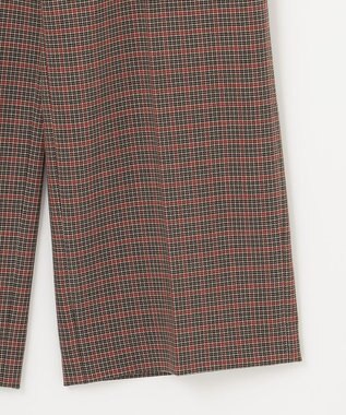 自由区 【洗える/撥水加工】TRギャバ チェック ワイドクロップドパンツ ブラウン系3