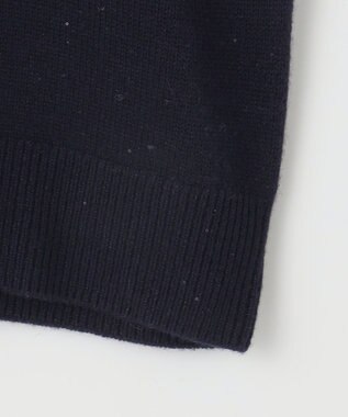 自由区 L 【洗える】ウールカシミヤブレンドラメスパンコールクルーネック ニット ネイビー×ブラック