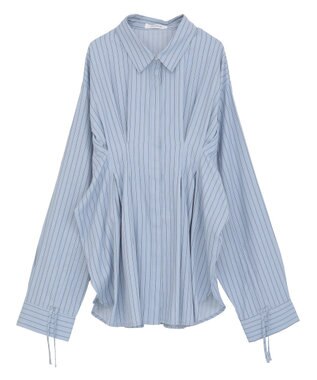 Green Parks ドロストシャーリングウエストタックシャツ Sax