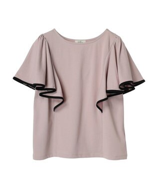 earth music&ecology パイピングフレアスリーブカットソー Pink Beige