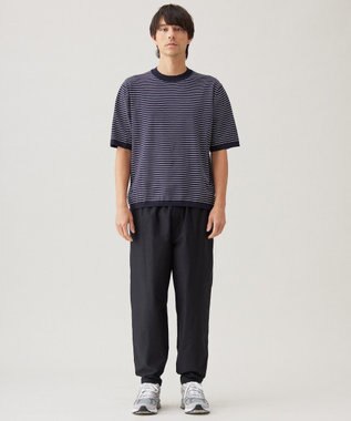 UNFILO MENS スラブジャージー イージー テーパードパンツ ブラック