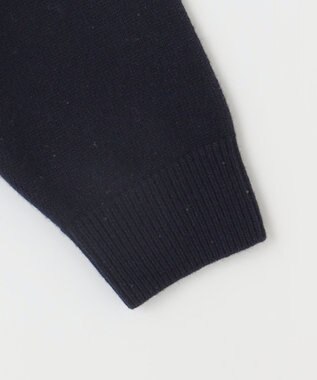 自由区 L 【洗える】ウールカシミヤブレンドラメスパンコールクルーネック ニット ネイビー×ブラック