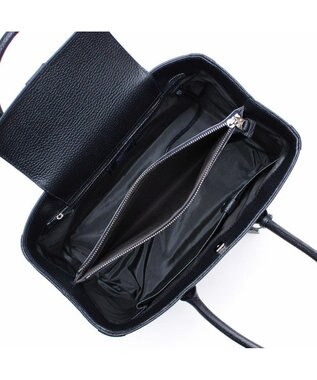 A.D.M.J. 【お受験】牛革/かぶせ付き トートバッグ32cm NAVY