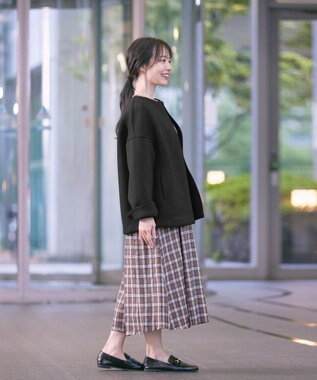 Tiaclasse ダイバー素材ノーカラージャケット ブラック