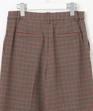 自由区 【洗える/撥水加工】TRギャバ チェック ワイドクロップドパンツ ブラウン系3