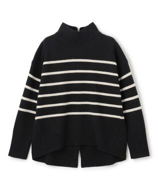 UNFILO カシミヤブレンド ハイネックニット ブラックボーダー