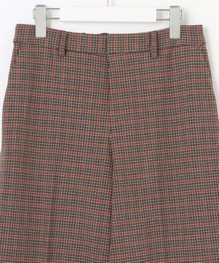 自由区 【洗える/撥水加工】TRギャバ チェック ワイドクロップドパンツ ブラウン系3