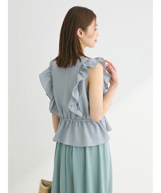 Green Parks ・ＳＵＧＡＲ　ＳＰＯＯＮ　２ｗａｙペプラムブラウス Sax