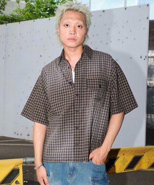 WEGO 【ユニセックス着用ITEM】ブリーチチェックロゴシャツ（SS） ブラックチェック1