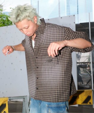 WEGO 【ユニセックス着用ITEM】ブリーチチェックロゴシャツ（SS） ブラックチェック1