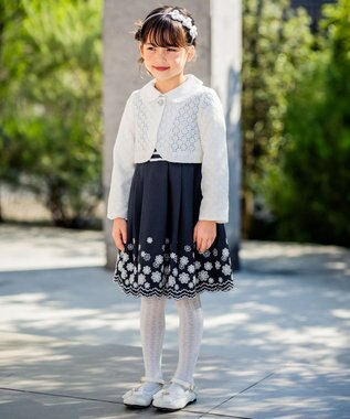 ANY KIDS 裾刺繍ワンピース ネイビー