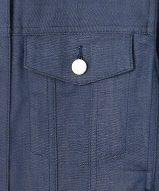 J.PRESS LADIES 【洗える】セルロースシャンブレー ノーカラー デニム ジャケット ブルー系