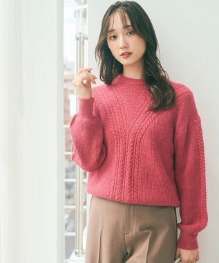 ANY SIS L 【洗える】フロントケーブルポイントアンゴラブレンド ニット