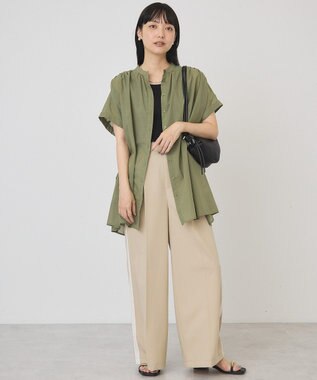 AMERICAN HOLIC 【予約】【WEB限定】イージーケア+接触冷感 フレンチスリーブギャザーシャツ Khaki