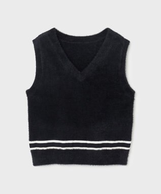 GRACE CONTINENTAL シャギーバイカラーニットノースリーブ ブラック