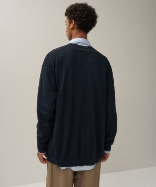 ATON NUBUCK SILK COTTON | オーバーサイズカーディガン - UNISEX NAVY