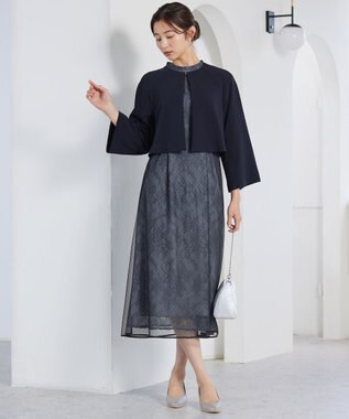 ANY SIS S 【洗える】セレモニークロップド ジャケット ネイビー