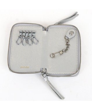 UNBILLION ペルケ perche / ドット型押し・ジャバラカードキーケース シルバー