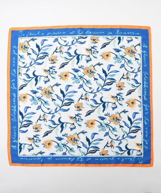 ANY フラワーモチーフスカーフ ブルー系