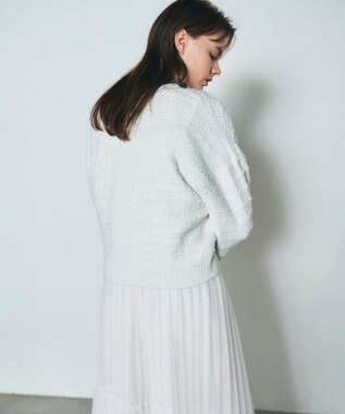 GRACE CONTINENTAL ラメツイードニットカーディガン ホワイト